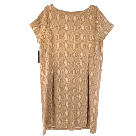 Lauren Ralph Lauren LRL Women’s Tan Snake Print Shift Dress Cap Sleeve Ponte 2X - Picture 2 of 8